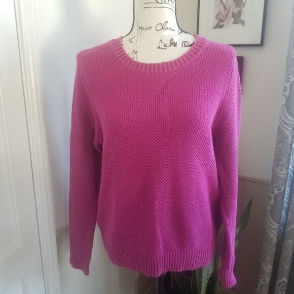 Appleseed Pink Knit Love Sleeve Crew Net Sweater Sz L - Picture 10 of 10